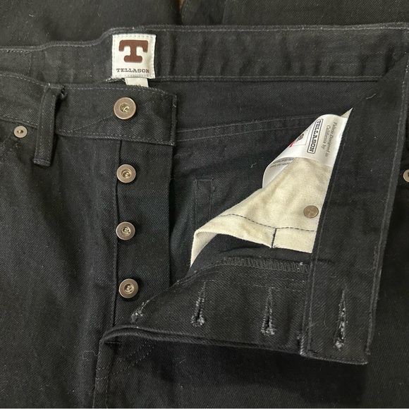 Tellason Japanese Black Selvedge Denim Blubaugh Mid Rise Slim Straight Jeans 33 - Picture 8 of 15